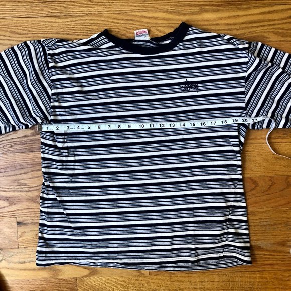 STUSSY vintage 90s grunge Y2K striped crew neck tee | Made in USA | Size Large - Picture 7 of 8